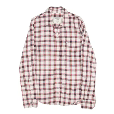 ABERCROMBIE & FITCH Flannel Shirt White Check Long Sleeve Womens XS