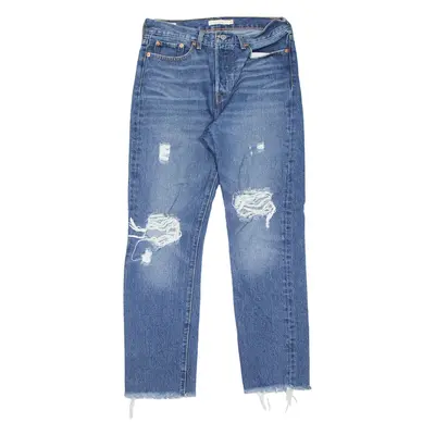 LEVI'S Distressed Womens Jeans Blue Regular Straight Stone Wash W28 L28