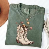 Comfort Color Western T-shirt, Cowgirl Boots Shirt, Western Graphic Tee, Cowgirl T-shirt, Horse Girl, Cowboy Graphic Shirt, R...