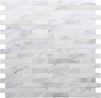 STICKGOO 10 Sheets Peel and Stick Backsplash, PVC Wall Tiles Stick on Backsplash for Kitchen - White Marble with Metal Silver...