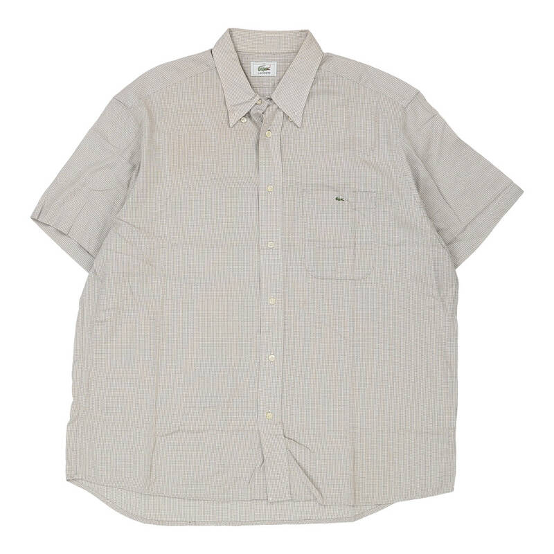 Lacoste Checked Short Sleeve Shirt - 2XL Blue Cotton