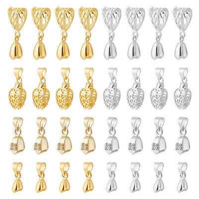 48Pcs 8 Style Brass Ice Pick Pinch Bails