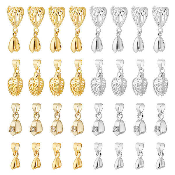 48Pcs 8 Style Brass Ice Pick Pinch Bails