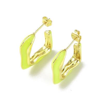 Enamel Twist Square Stud Earrings
