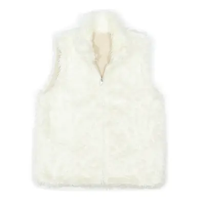 Fleece Lined Faux Fur Cream Gilet L