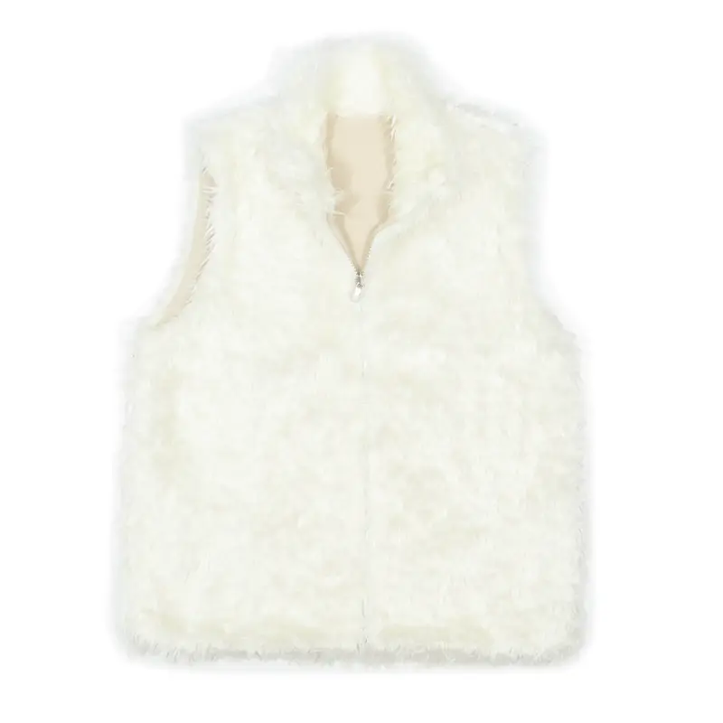 Fleece Lined Faux Fur Cream Gilet L