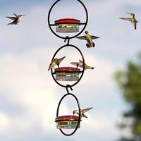 Hanging Hummingbird Feeder, 3 Counts/set Metal-Bird Feeder, Hanging Bird Feeder with Round Metal-Frame & Perch, Garden Suppli...
