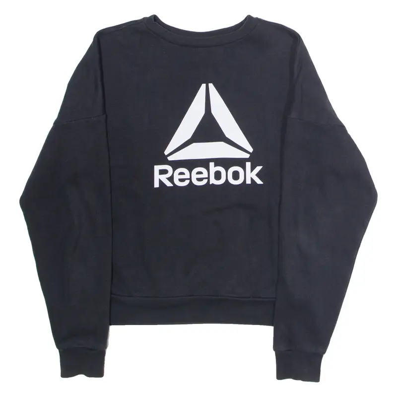 REEBOK Womens Sweatshirt Black Crew Neck XS