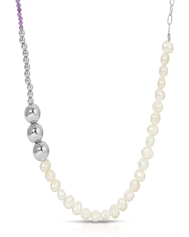 Kloss Necklace | Metal Color: Silver | Gemstone: Amethyst