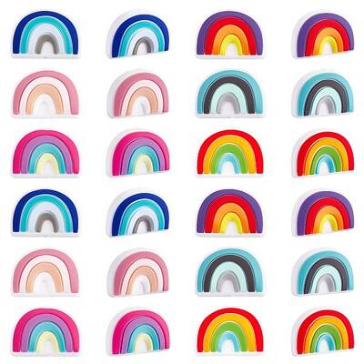 6Pcs 6 Colors Rainbow Silicone Beads