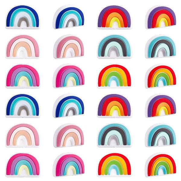6Pcs 6 Colors Rainbow Silicone Beads