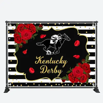 Roses Horse Race Black White Kentucky Derby Backdrop - Aperturee
