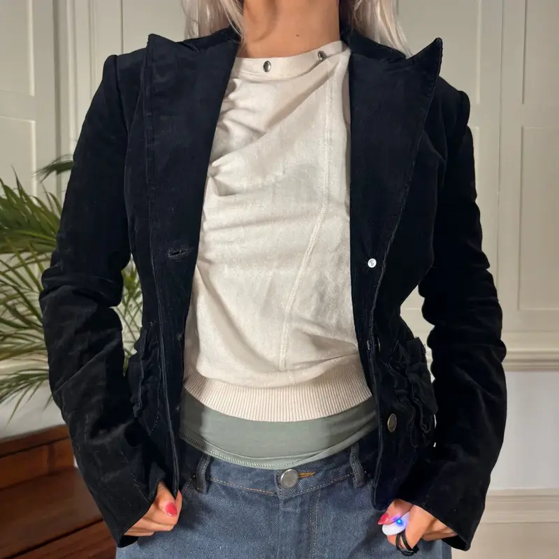 Imperial Cord Jacket - Small Black Cotton Blend