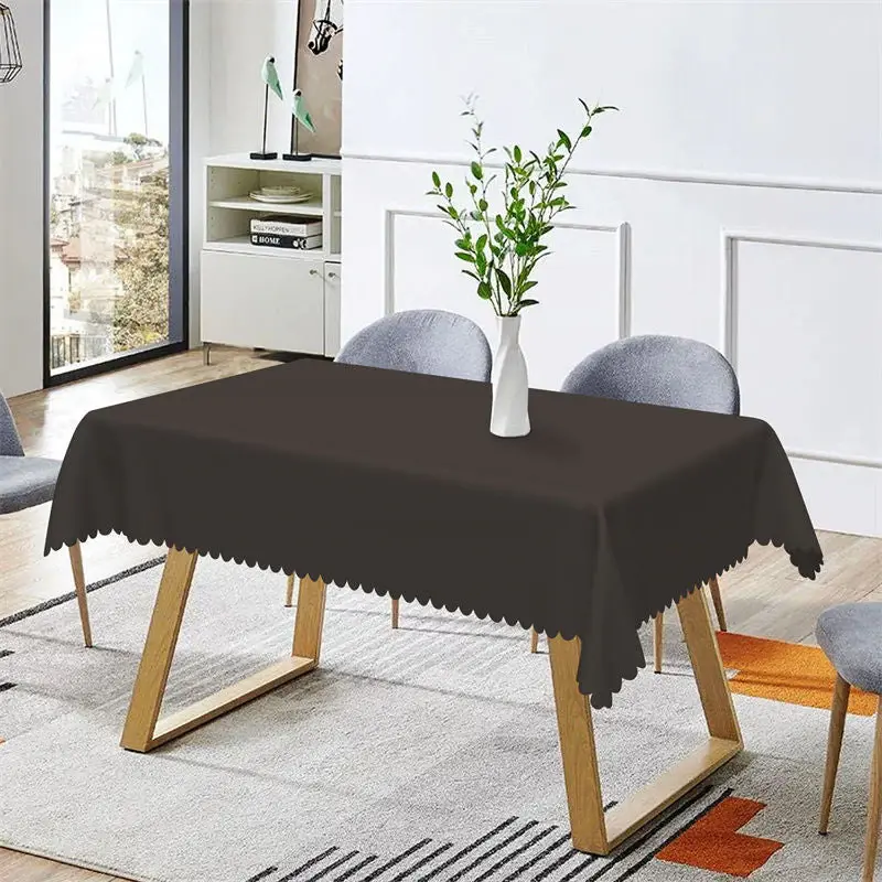 Simple Pure Black Solid Color Rectangle Tablecloth - Aperturee