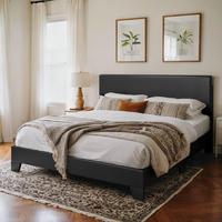HOOMIC Full/Queen/King Size Upholstered Platform Bed with Adjustable Headboard, No Matteres, No Box Spring Needed, Black/Grey...