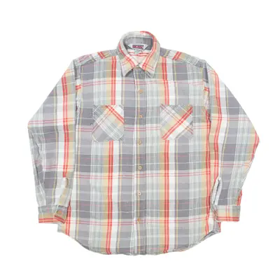 BIG MAC Tall JC Penny Flannel Shirt Grey 90s Check Long Sleeve Mens L