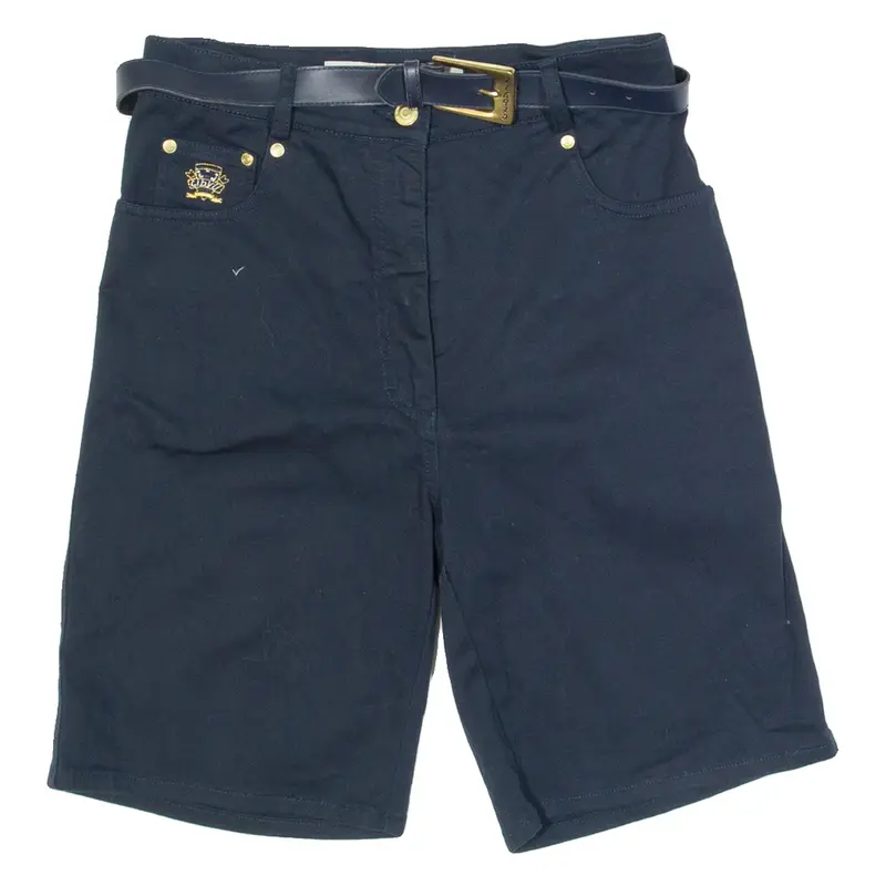 CYBILL Belted Mens Chino Shorts Blue Slim S W28