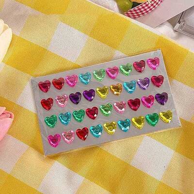 Cartoon 3D Heart PVC Rhinestone Stickers
