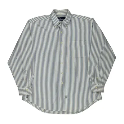 Ralph Lauren Striped Shirt - Large Blue Cotton