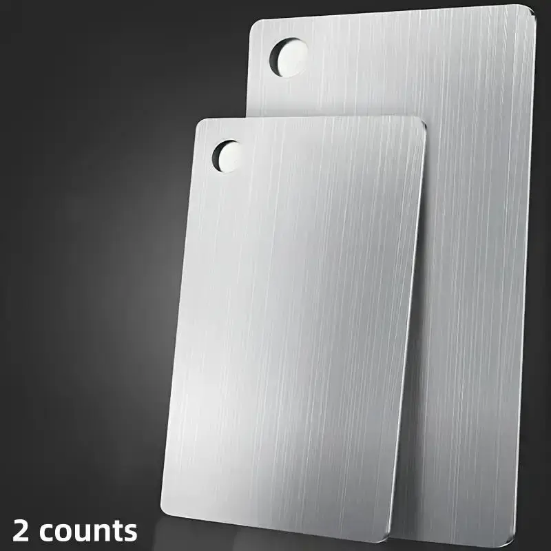 Stainless Steel Chopping Board, 2 Counts Double-sided Anti-slip Mold Proof Cutting Board, Kitchen Cutting Board for Home and ...