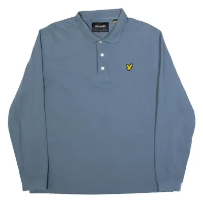 LYLE & SCOTT Mens Polo Shirt Blue Long Sleeve L