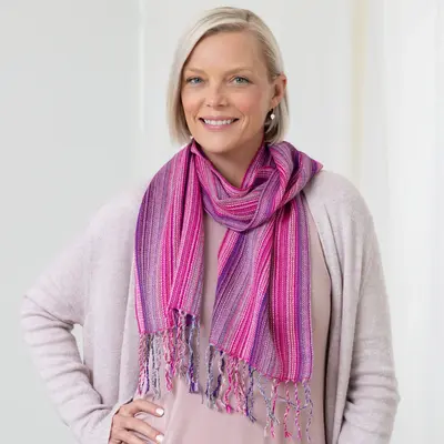 Handwoven Alpaca Scarf | Fair Trade, 100% Alpaca Fiber - Jewel-Tone Multi