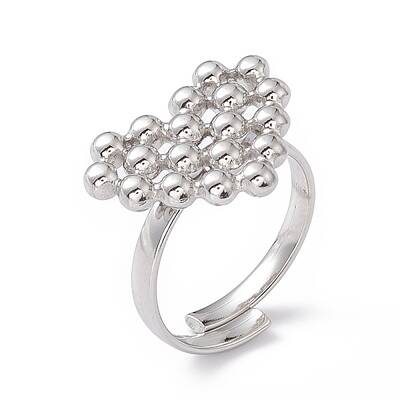 Non-Tarnish 304 Stainless Steel Rings Heart Adjustable Ring for Women