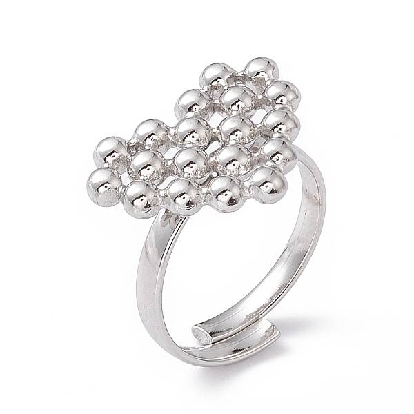 Non-Tarnish 304 Stainless Steel Rings Heart Adjustable Ring for Women