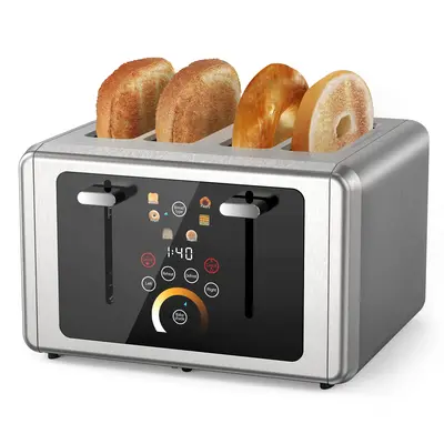 TouchScreen Toaster 2&4 Slice,Smart Digital Timer,Stainless Steel,6 Bread Types & 6 Shade Settings,1.5\
