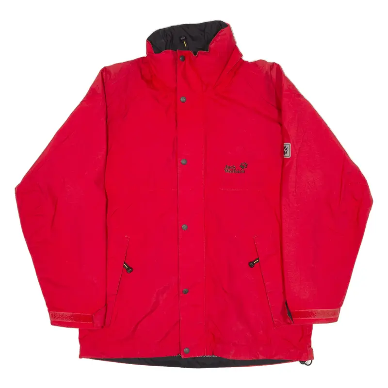 JACK WOLFSKIN Mens Rain Jacket Red Hooded XS