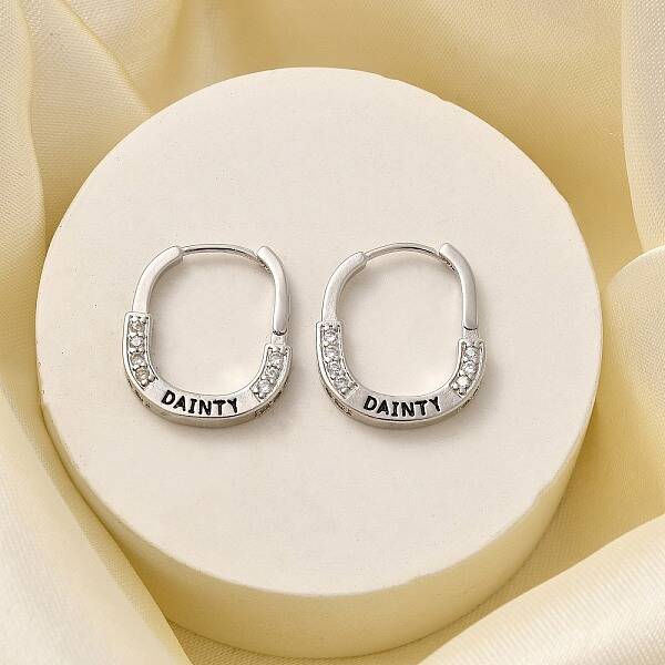 Brass Cubic Zirconia Hoop Earrings