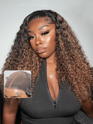 Bye-Bye Knots Wig 7x5 Glueless Lace Balayage Highlights Jerry Curly Wig 150% Density