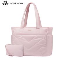 LOVEVOOK Puffer Tote Bag for Women,  Lightweight 15.6'' and 17.3'' Crossbody Puffy Bag with Multi Compartments, Quilted Shoul...