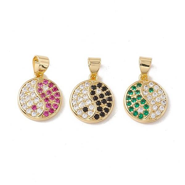 Brass Micro Pave Cubic Zirconia Charms Real 18K Gold Plated