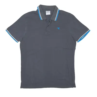 DIADORA Polo Shirt Grey Short Sleeve Mens M