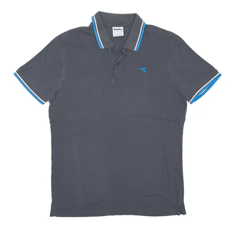 DIADORA Polo Shirt Grey Short Sleeve Mens M