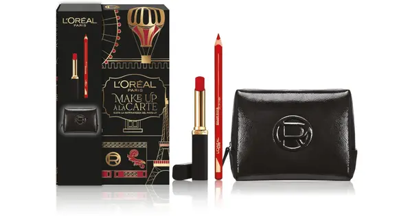 L'Oréal Paris Make Up a la Carte 3-piece face gift set long-lasting matte lipstick + lip contouring pencil 1.2 g + make-up b...