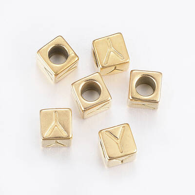 304 Stainless Steel Large Hole Letter European Beads
