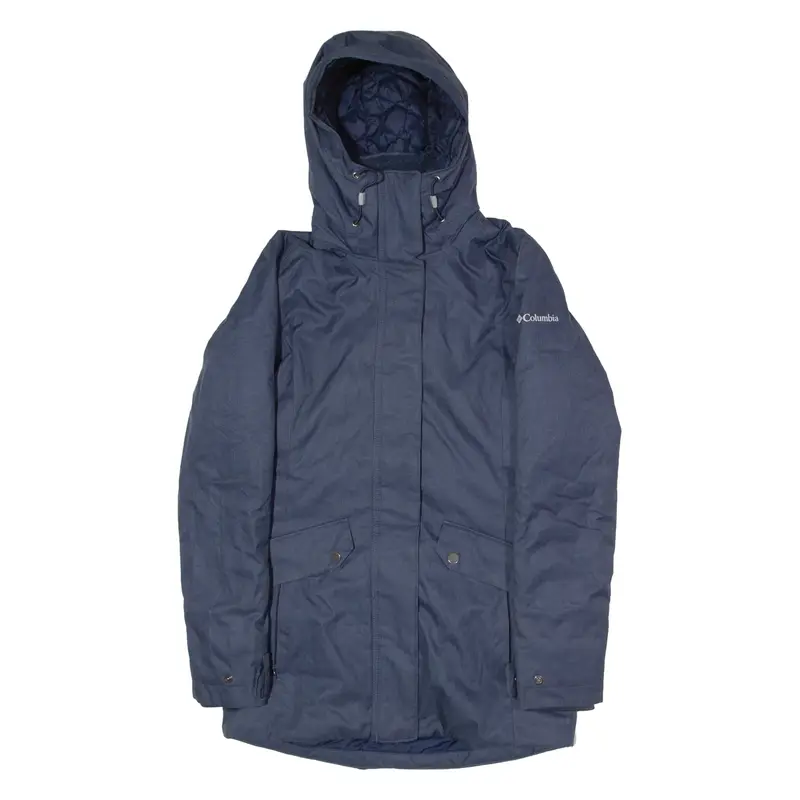 COLUMBIA Womens Parka Coat Blue Hooded XS