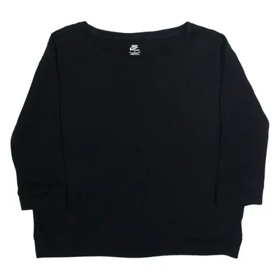 NIKE Womens T-Shirt Black 3/4 Sleeve Crew Neck XL