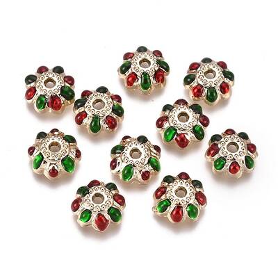 Golden Plated Alloy Enamel Bead Caps