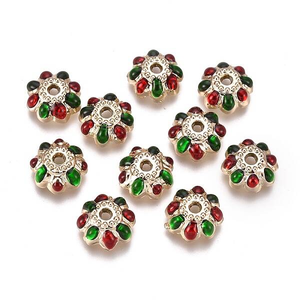Golden Plated Alloy Enamel Bead Caps