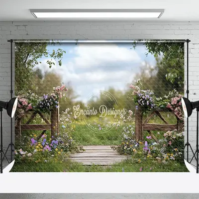 Aperturee Natural Green Garden Fence Floral Spring Backdrop, 3X2FT(1MX0.6M), 14 USD, spring backdrops, ENHD1J75-M