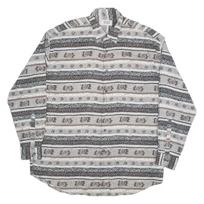 VINCI Mens Shirt Grey Striped Long Sleeve L