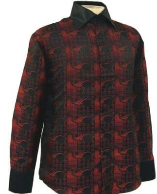 Fancy Polyester Dress Fashion Club Clubbing Clubwear Shirts With Button Cuff Black / Red Men's Dress Shirt Night Club Outfit ...