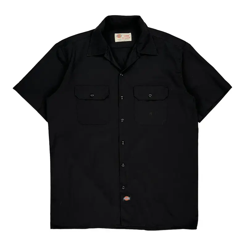 Dickies Short Sleeve Shirt - Large Black Polyester Blend