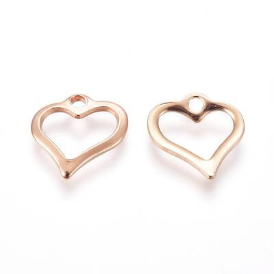201 Stainless Steel Open Heart Charms