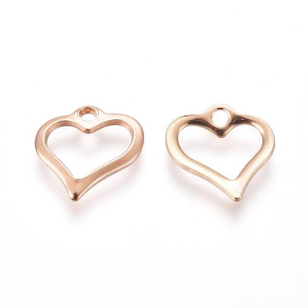 201 Stainless Steel Open Heart Charms