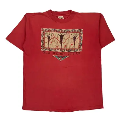 Single Stitch Prairie Mountain Graphic T-Shirt - XL Red Cotton