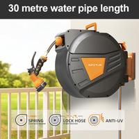 【Live streaming exclusive】Retractable Garden Hose Reel with 9-Function Sprayer Nozzle, Wall-Mounted, 1/2 in x 100 ft, 180...
